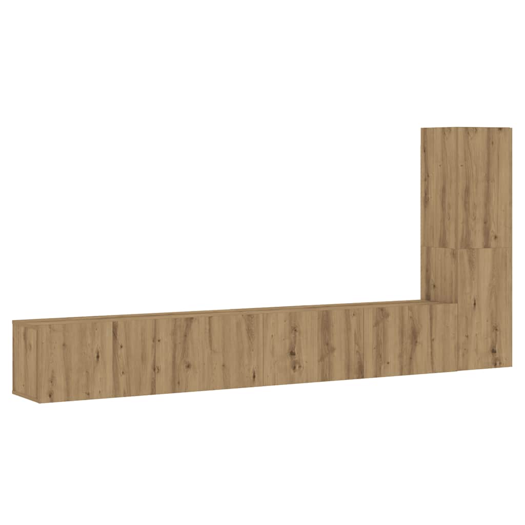 Mobili TV a Parete 3 pz Rovere Artigianale in Legno Multistrato