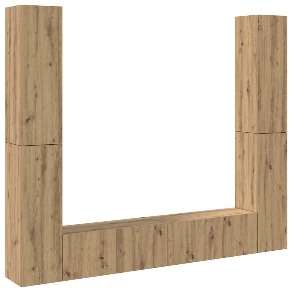 Mobili TV a Parete 6 pz Rovere Artigianale Legno Multistrato - homemem39