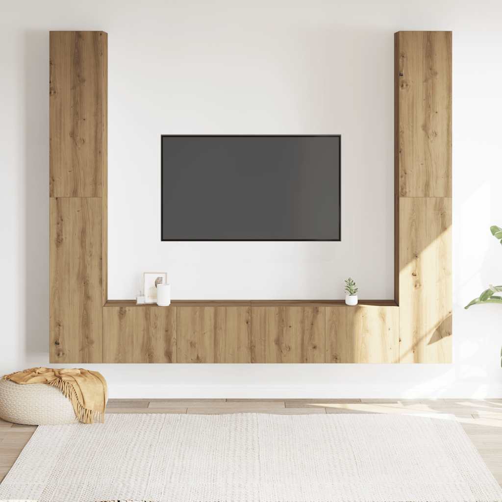 Mobili TV a Parete 6 pz Rovere Artigianale Legno Multistrato - homemem39
