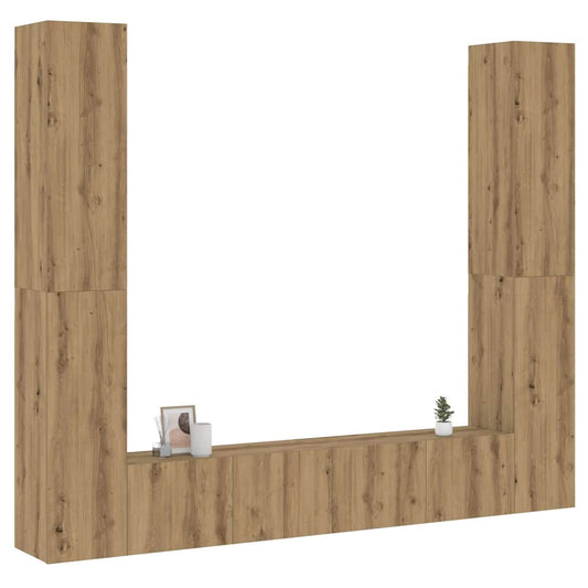 Mobili TV a Parete 6 pz Rovere Artigianale Legno Multistrato - homemem39