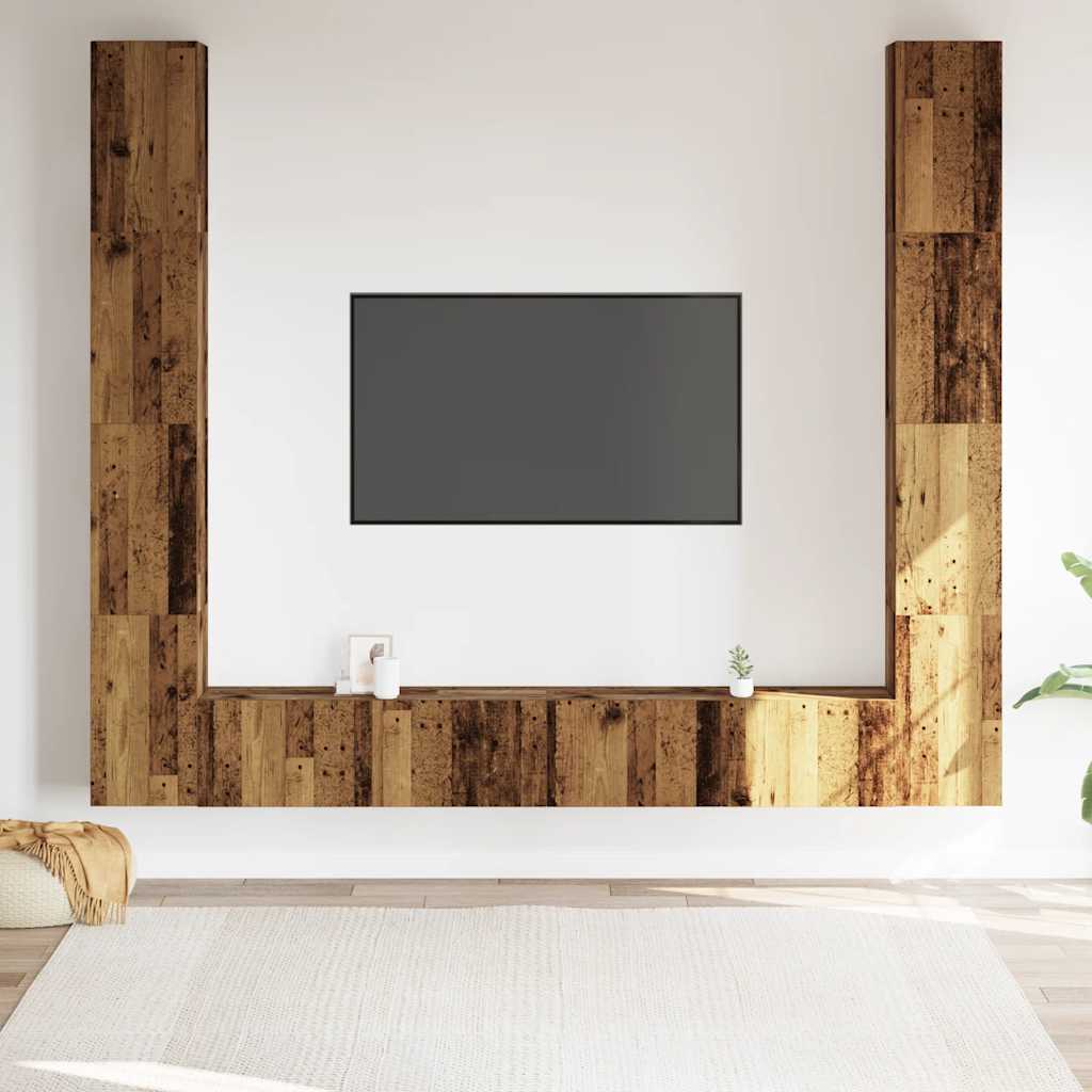 Mobili TV a Parete 6 pz Legno Vecchio Legno Multistrato