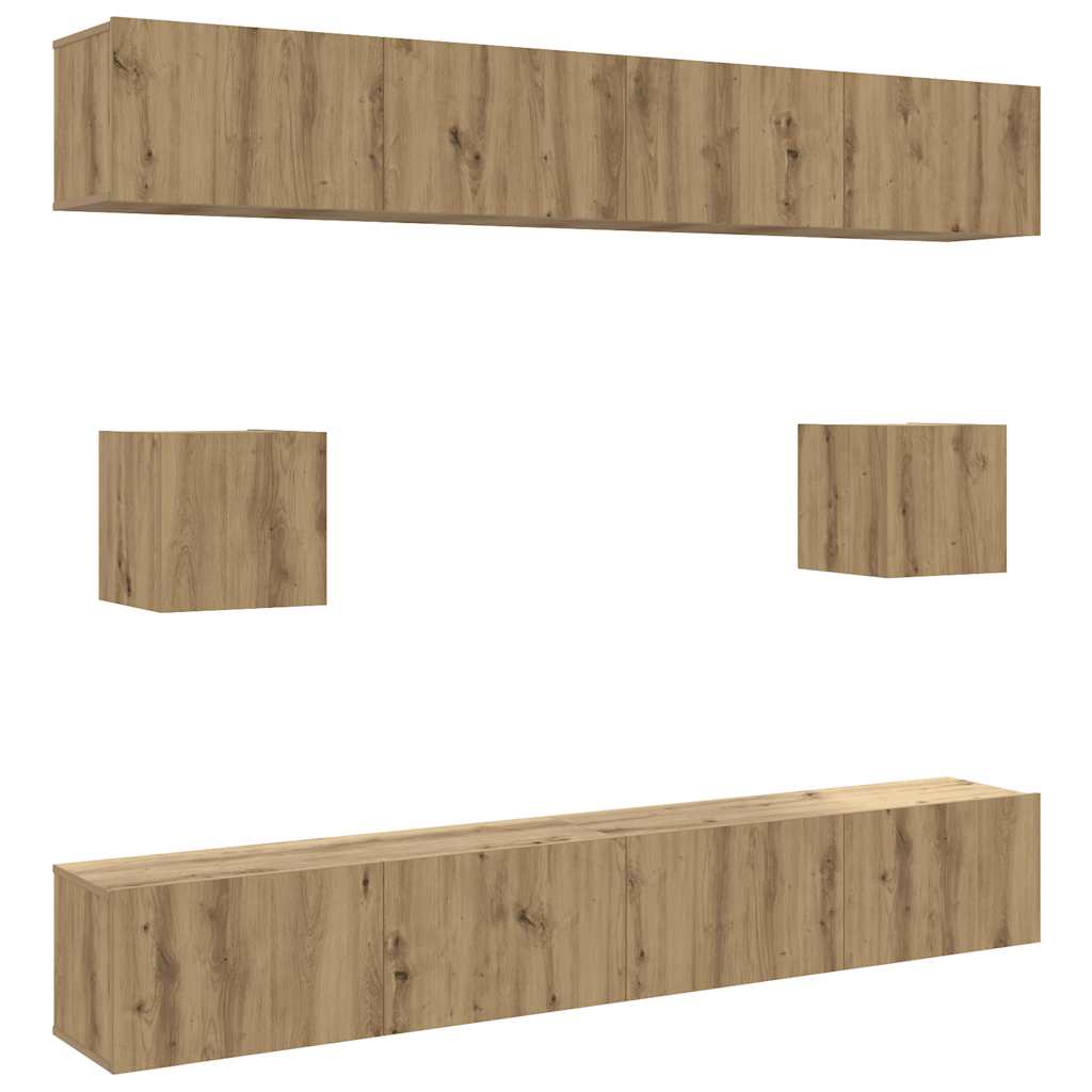 Set Mobile TV 6 pz Montato a Parete Rovere in Legno Multistrato - homemem39
