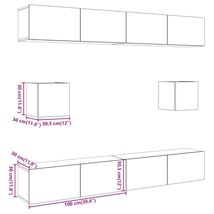 Set Mobile TV 6 pz Montato a Parete Rovere in Legno Multistrato - homemem39