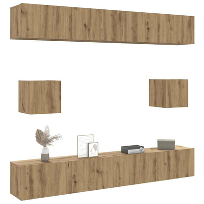 Set Mobile TV 6 pz Montato a Parete Rovere in Legno Multistrato - homemem39