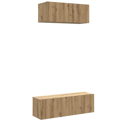 Set Mobile TV 2 pz Montato a Parete Rovere in Legno Multistrato - homemem39