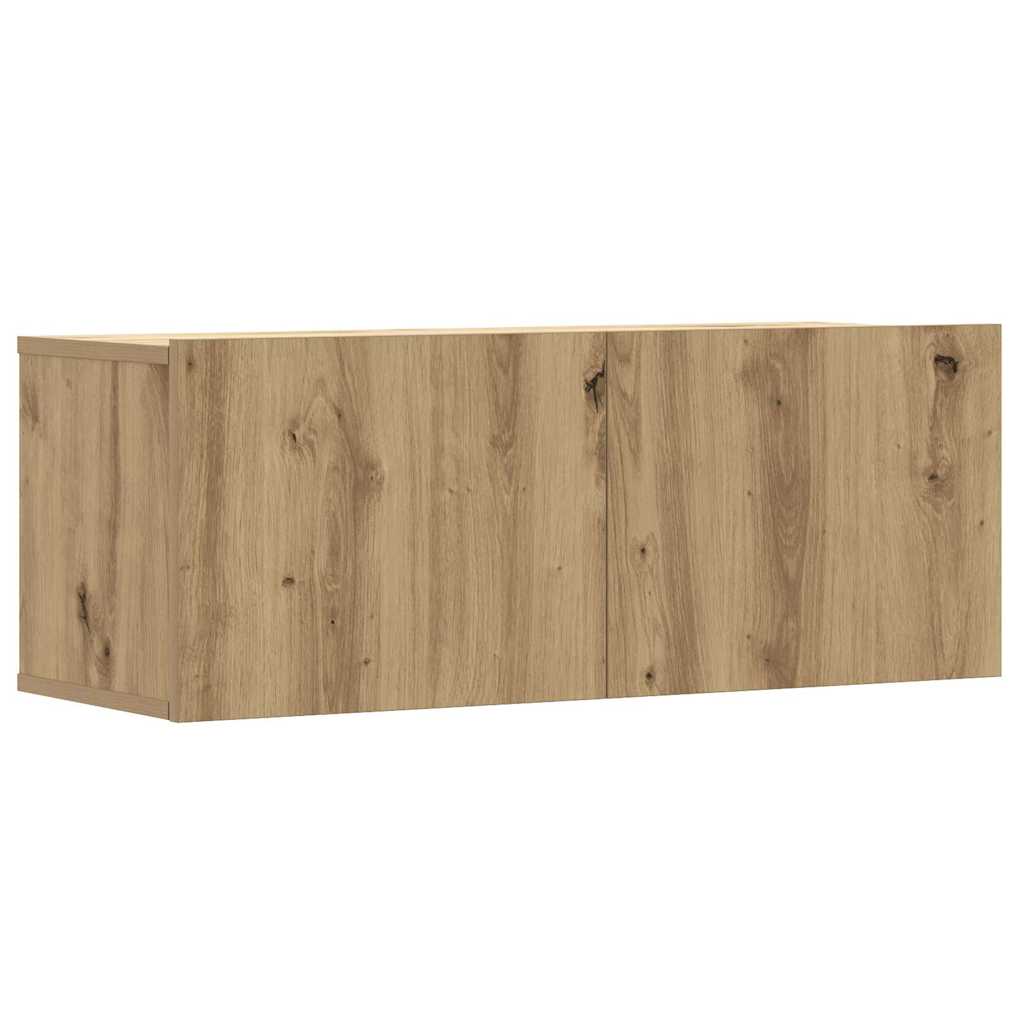 Set Mobile TV 2 pz Montato a Parete Rovere in Legno Multistrato - homemem39