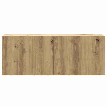 Set Mobile TV 2 pz Montato a Parete Rovere in Legno Multistrato - homemem39