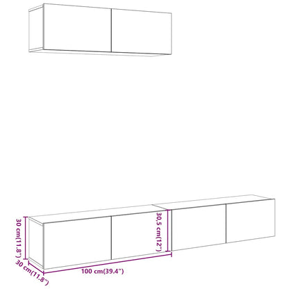 Mobili TV a Parete 3 pz Rovere 100x30x30 cm Truciolato - homemem39