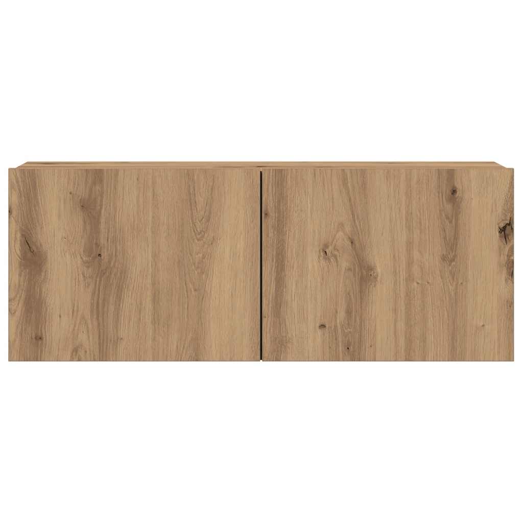 Set Mobile TV 7 pz Montato a Parete Rovere in Legno Multistrato | homemem39