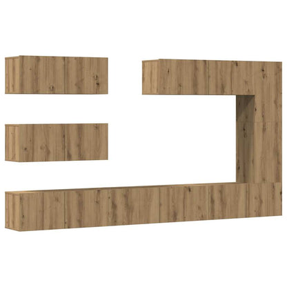 Set Mobile TV 7 pz Montato a Parete Rovere in Legno Multistrato - homemem39
