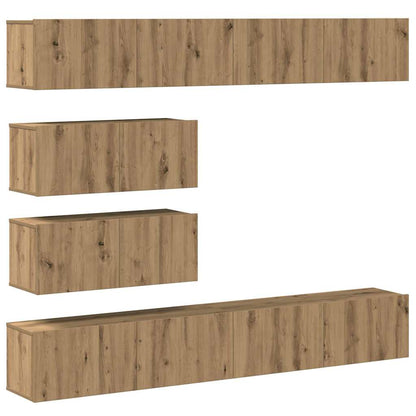 Set Mobile TV 6 pz Montato a Parete Rovere in Legno Multistrato - homemem39