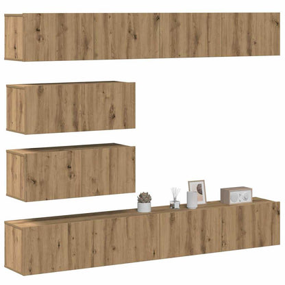 Set Mobile TV 6 pz Montato a Parete Rovere in Legno Multistrato - homemem39