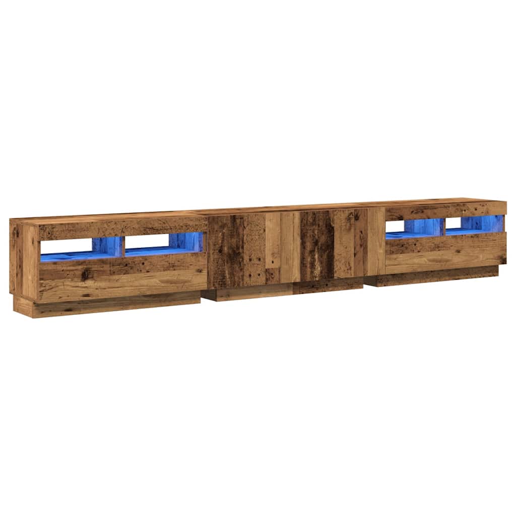 Mobile Porta TV con LED Legno Antico 260x35x40 cm Truciolato - homemem39