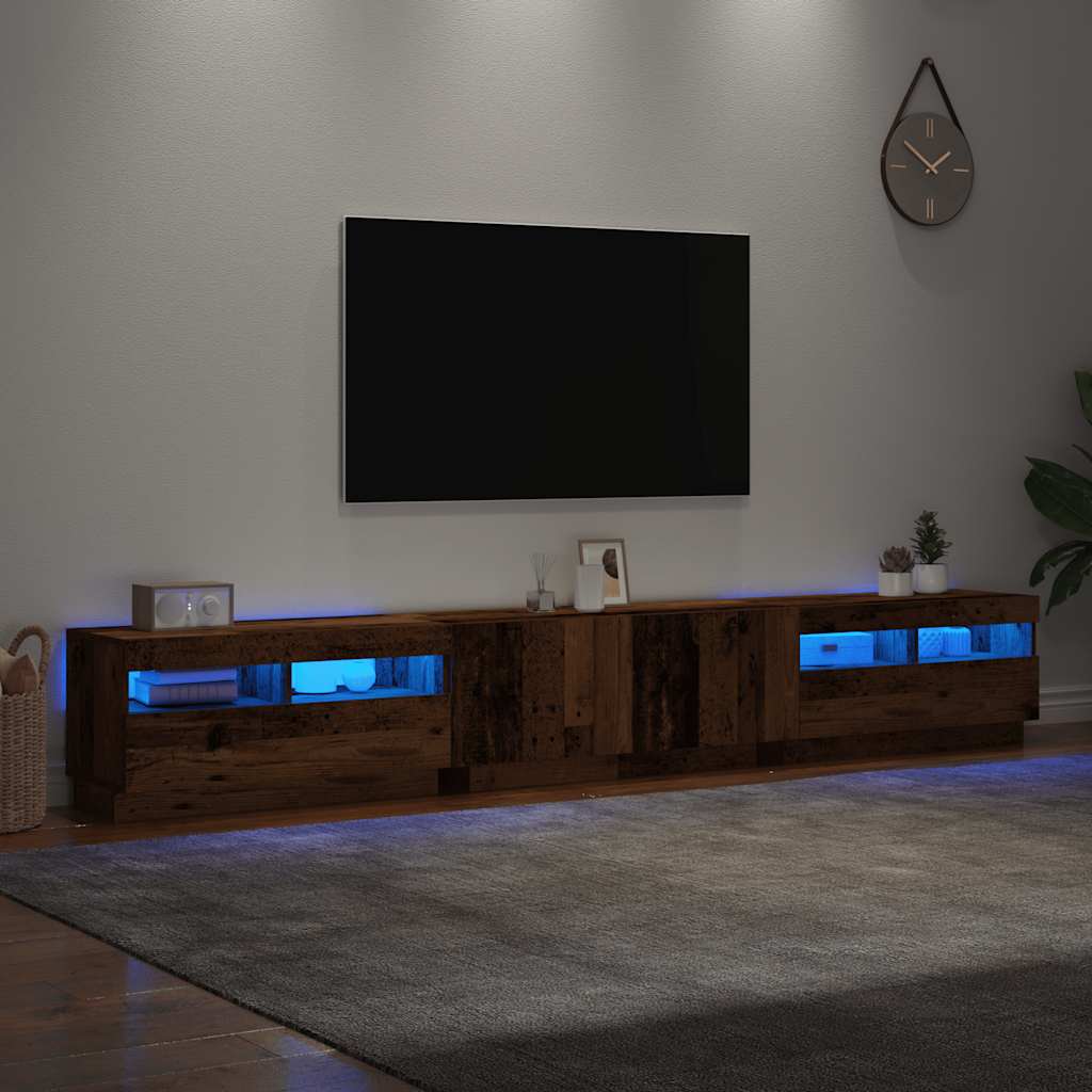Mobile Porta TV con LED Legno Antico 260x35x40 cm Truciolato - homemem39