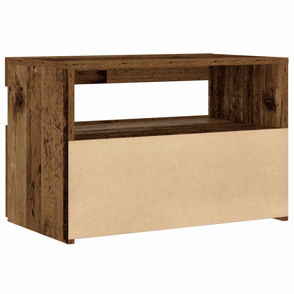 Comodino con LED Legno Antico 60x35x40 cm in Legno Multistrato - homemem39