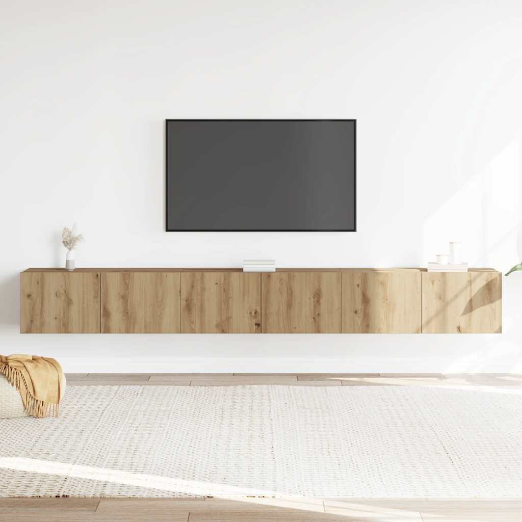 Set Mobile TV 3 pz Montato a Parete Rovere in Truciolato - homemem39