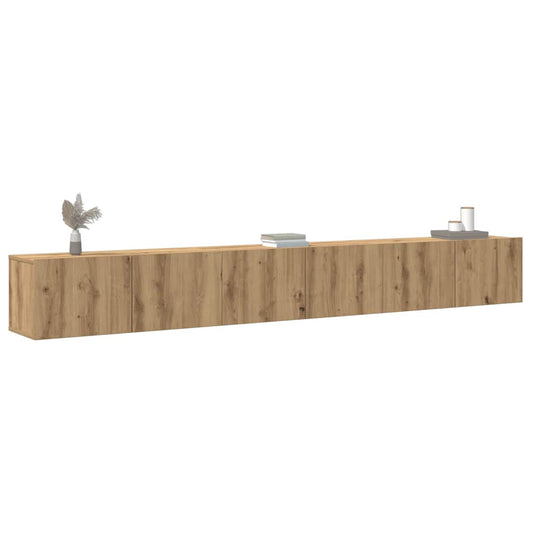 Set Mobile TV 3 pz Montato a Parete Rovere in Truciolato - homemem39