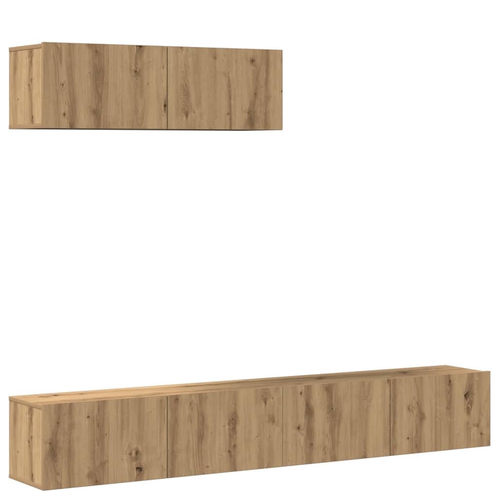 Set Mobile TV 3 pz Montato a Parete Rovere in Truciolato - homemem39