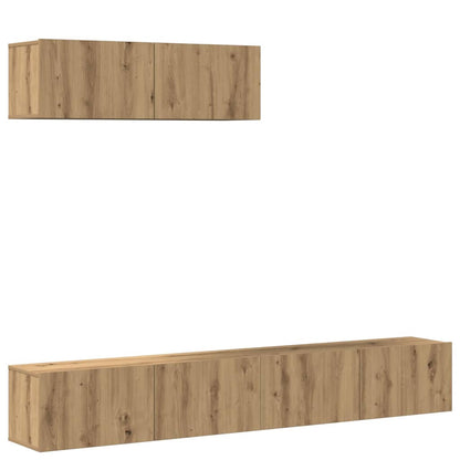 Set Mobile TV 3 pz Montato a Parete Rovere in Truciolato - homemem39