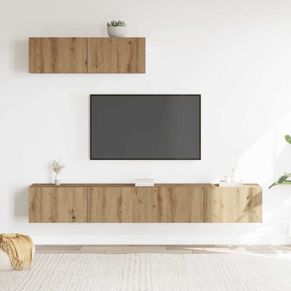 Set Mobile TV 3 pz Montato a Parete Rovere in Truciolato - homemem39