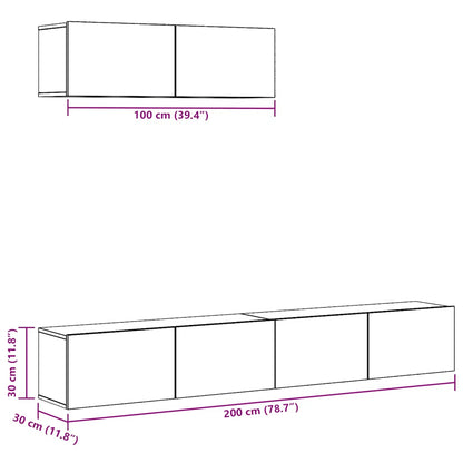 Set Mobile TV 3 pz Montato a Parete Rovere in Truciolato - homemem39