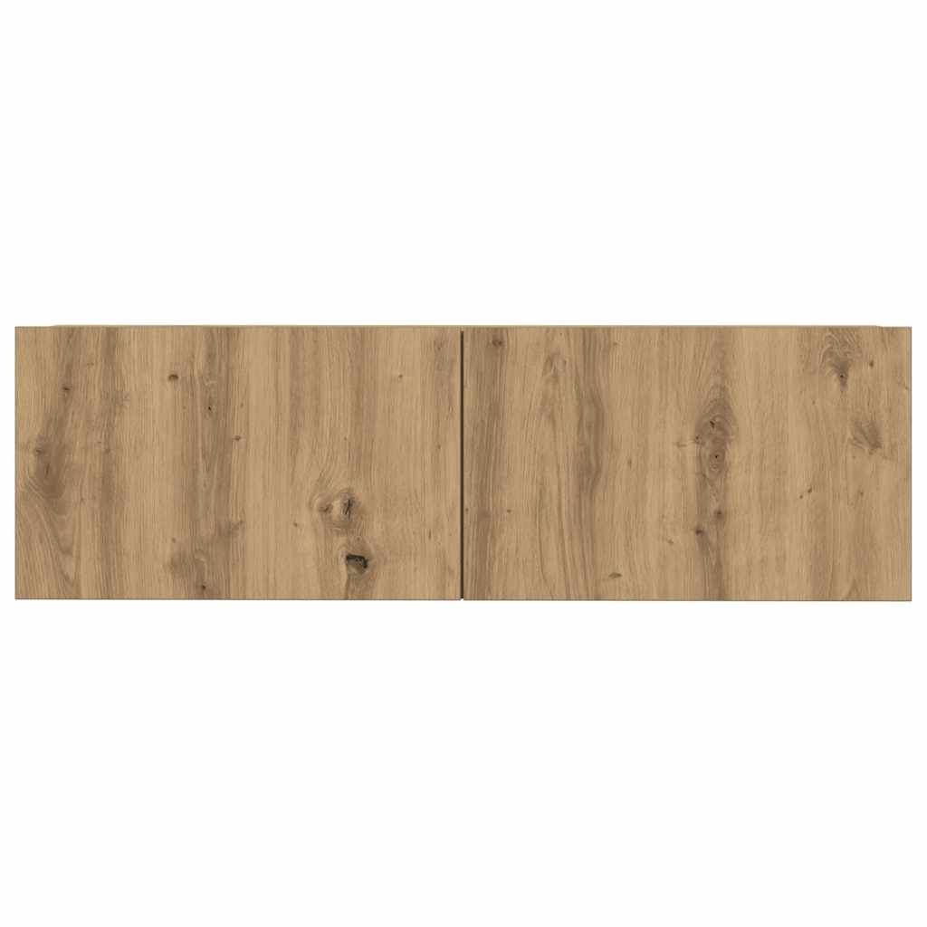 Set Mobile TV 7 pz Montato a Parete Rovere in Legno Multistrato