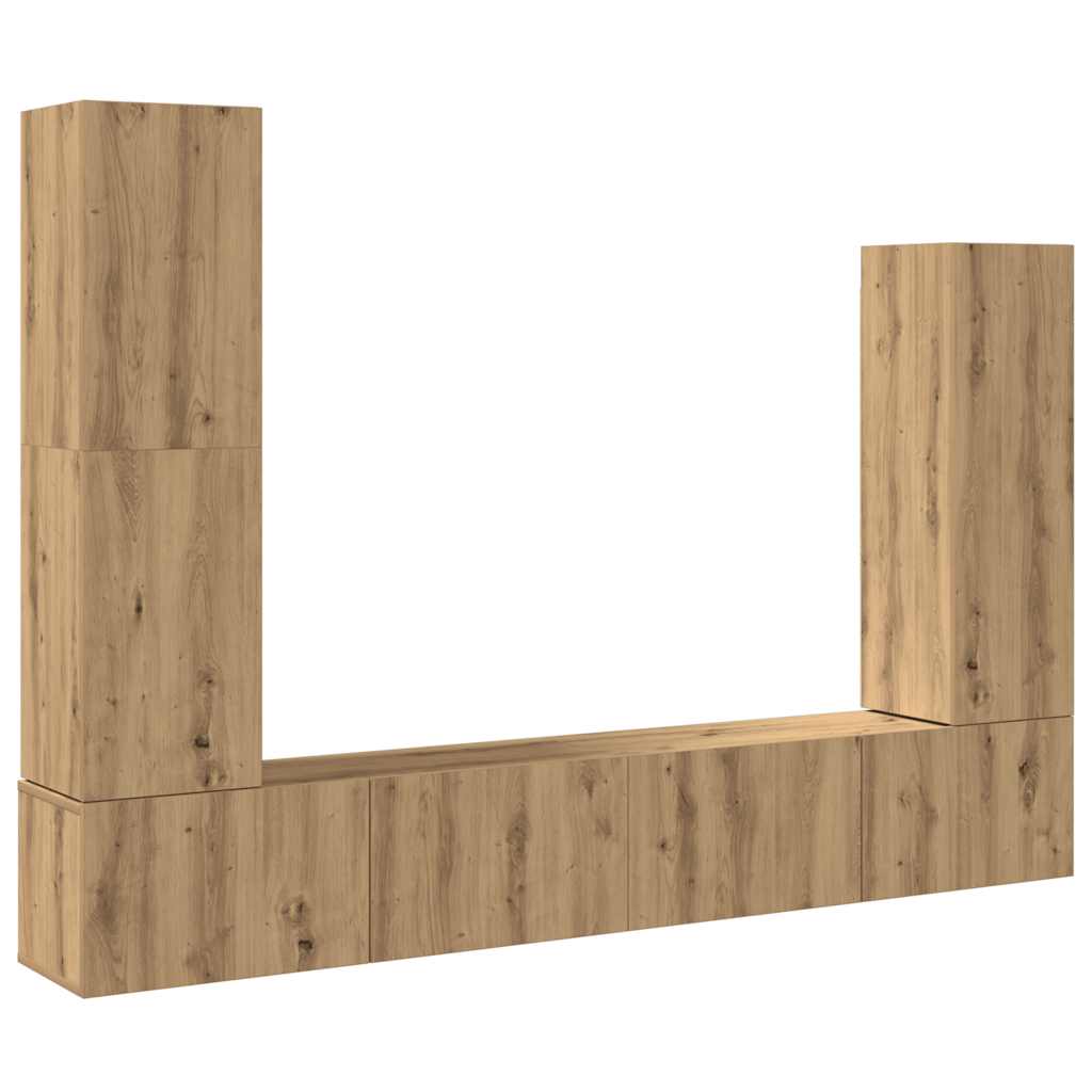 Set Mobile TV 4 pz Montato a Parete Rovere in Legno Multistrato - homemem39
