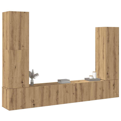 Set Mobile TV 4 pz Montato a Parete Rovere in Legno Multistrato - homemem39
