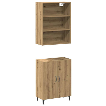 Credenza con Pensile Rovere Artigianale in Legno Multistrato - homemem39