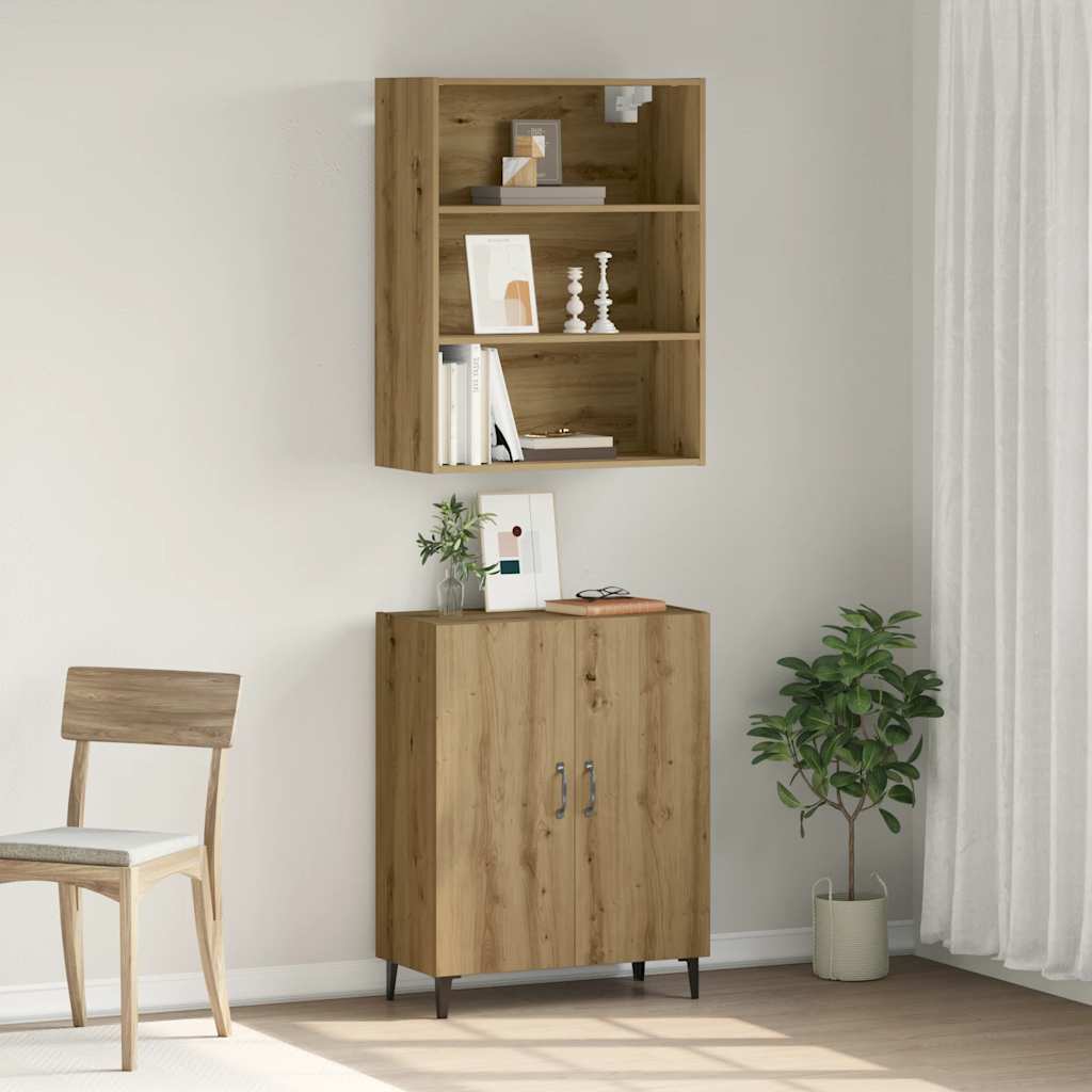 Credenza con Pensile Rovere Artigianale in Legno Multistrato - homemem39