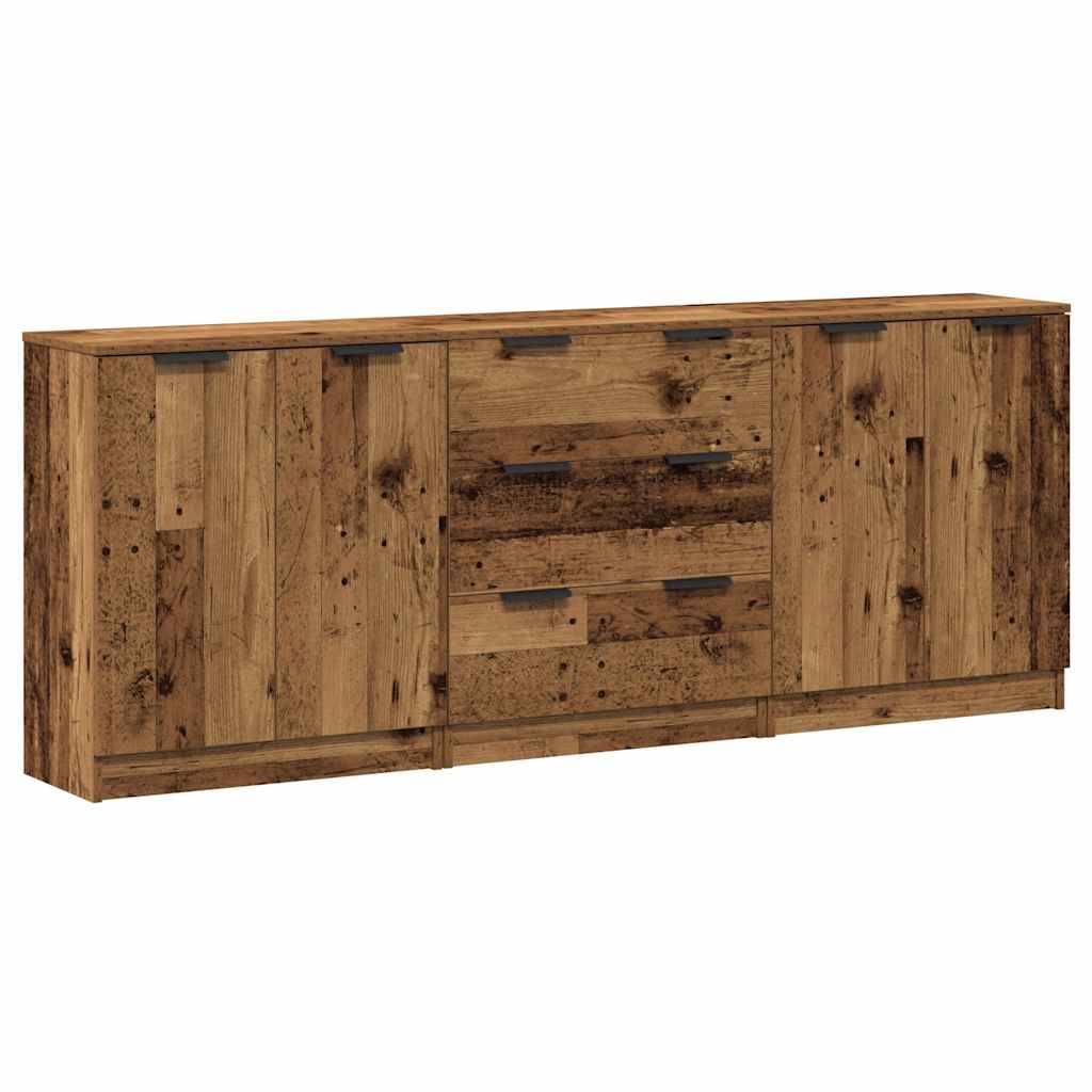 Credenze 3 pz Legno Antico 60x30x70 cm in Legno Multistrato - homemem39