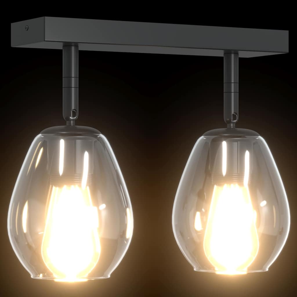 Faretto da soffitto Nero 33 x 13 x 26 cm Vetro e Metallo | homemem39