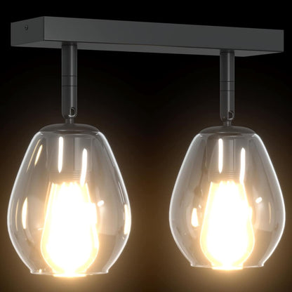 Faretto da soffitto Nero 33 x 13 x 26 cm Vetro e Metallo | homemem39