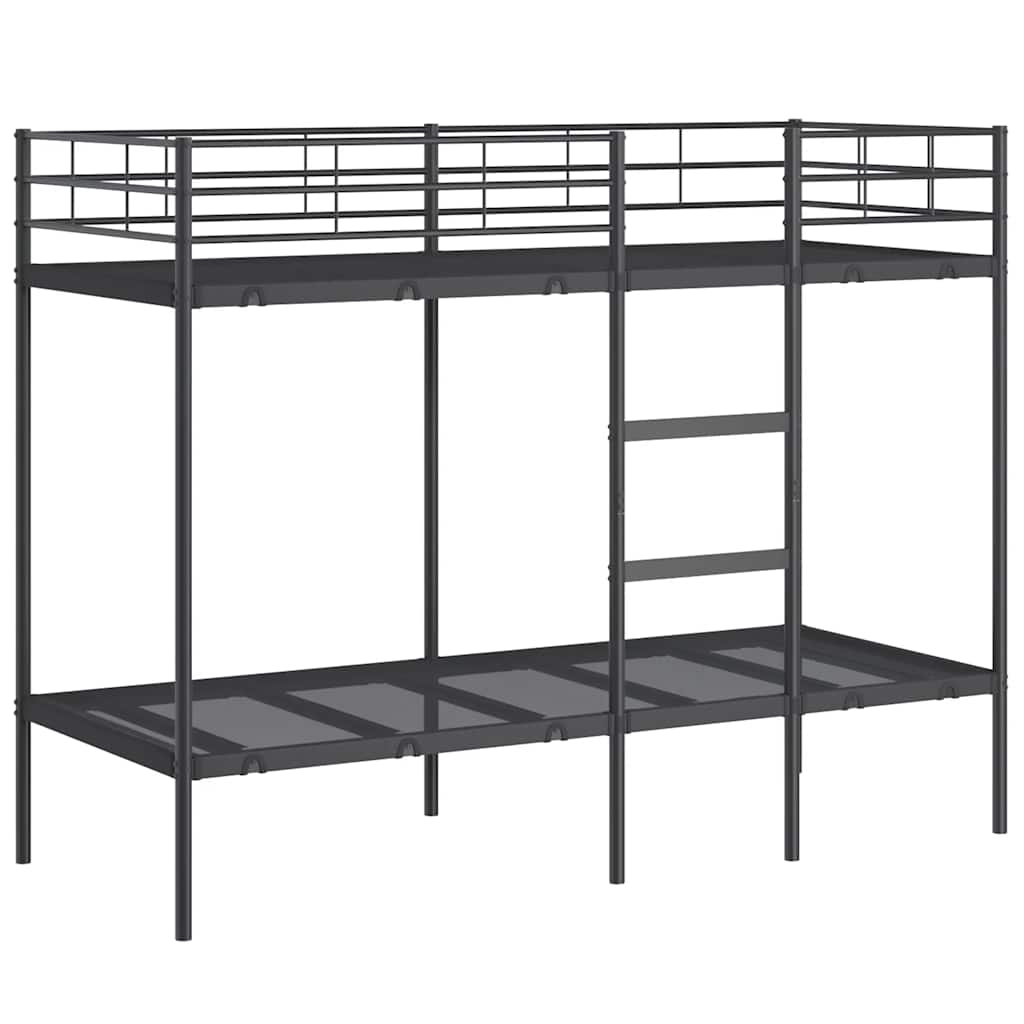 Letto a Castello senza Materasso Nero 75x190 cm in Acciaio