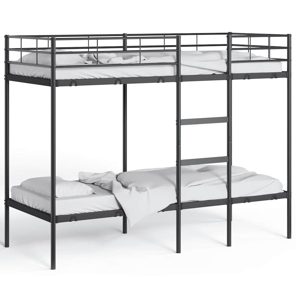 Letto a Castello senza Materasso Nero 75x190 cm in Acciaio