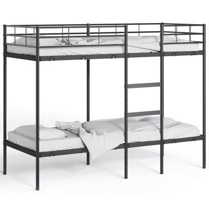 Letto a Castello senza Materasso Nero 75x190 cm in Acciaio