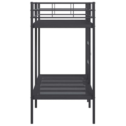 Letto a Castello senza Materasso Nero 75x190 cm in Acciaio