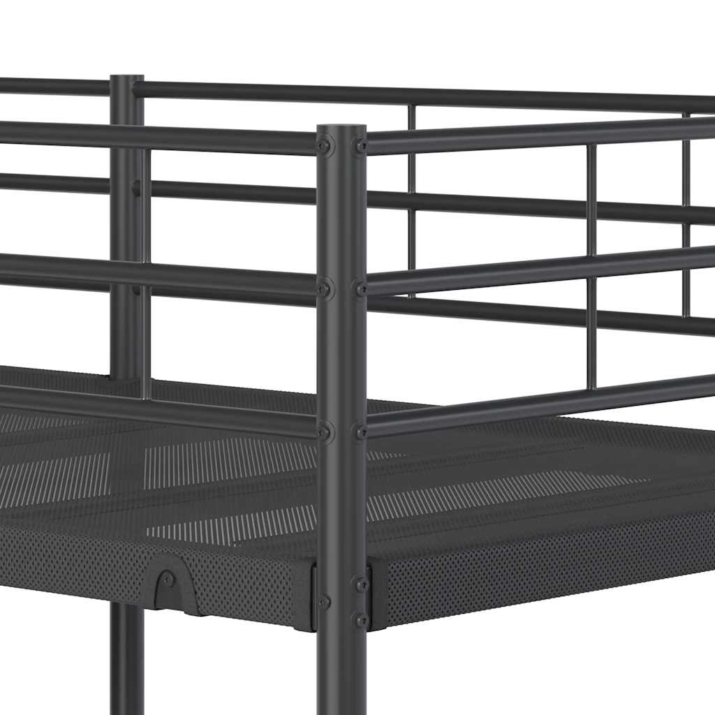 Letto a Castello senza Materasso Nero 75x190 cm in Acciaio