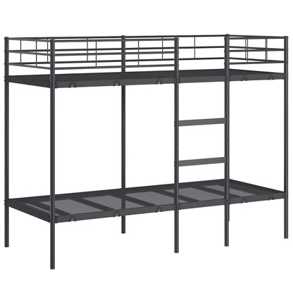 Letto a Castello senza Materasso Nero 80x200 cm in Acciaio