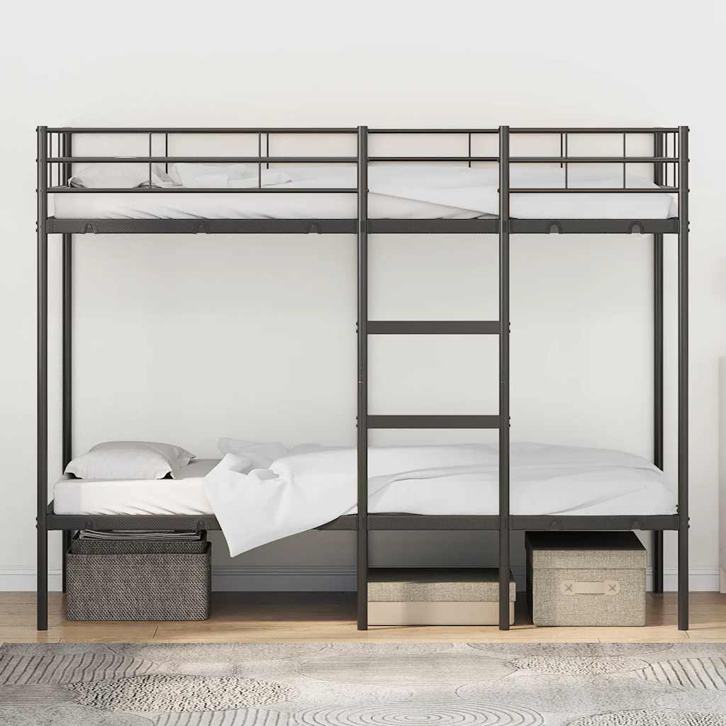 Letto a Castello senza Materasso Nero 80x200 cm in Acciaio