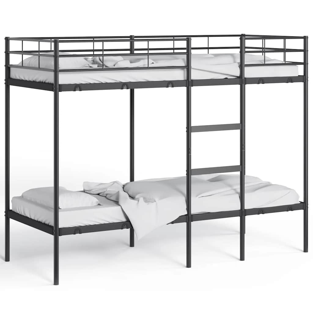 Letto a Castello senza Materasso Nero 80x200 cm in Acciaio