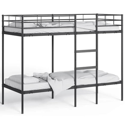 Letto a Castello senza Materasso Nero 80x200 cm in Acciaio