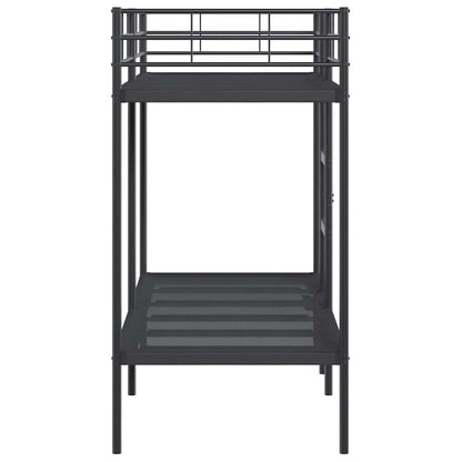 Letto a Castello senza Materasso Nero 80x200 cm in Acciaio