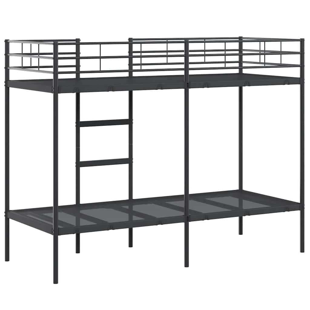 Letto a Castello senza Materasso Nero 80x200 cm in Acciaio