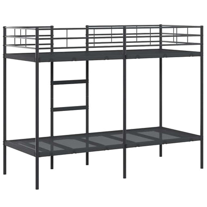 Letto a Castello senza Materasso Nero 80x200 cm in Acciaio