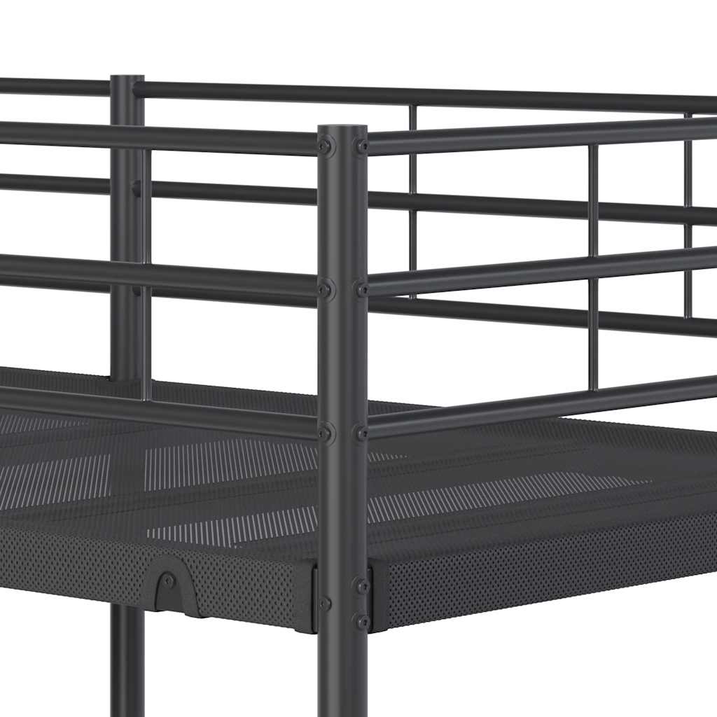 Letto a Castello senza Materasso Nero 80x200 cm in Acciaio