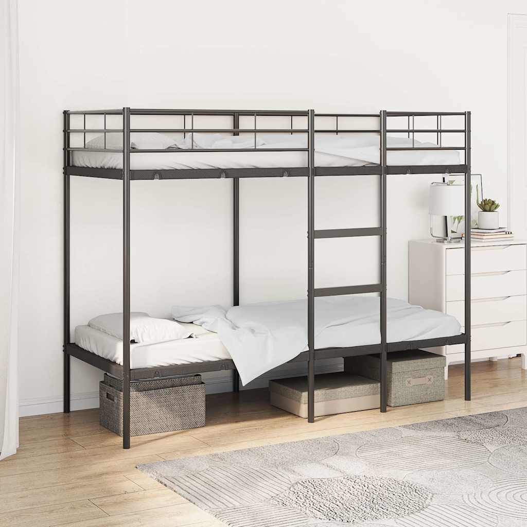 Letto a Castello senza Materasso Nero 80x200 cm in Acciaio