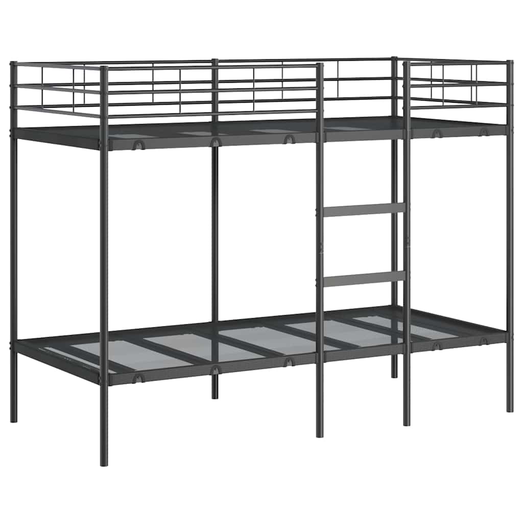 Letto a Castello senza Materasso Nero 90x200 cm in Acciaio