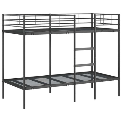 Letto a Castello senza Materasso Nero 90x200 cm in Acciaio