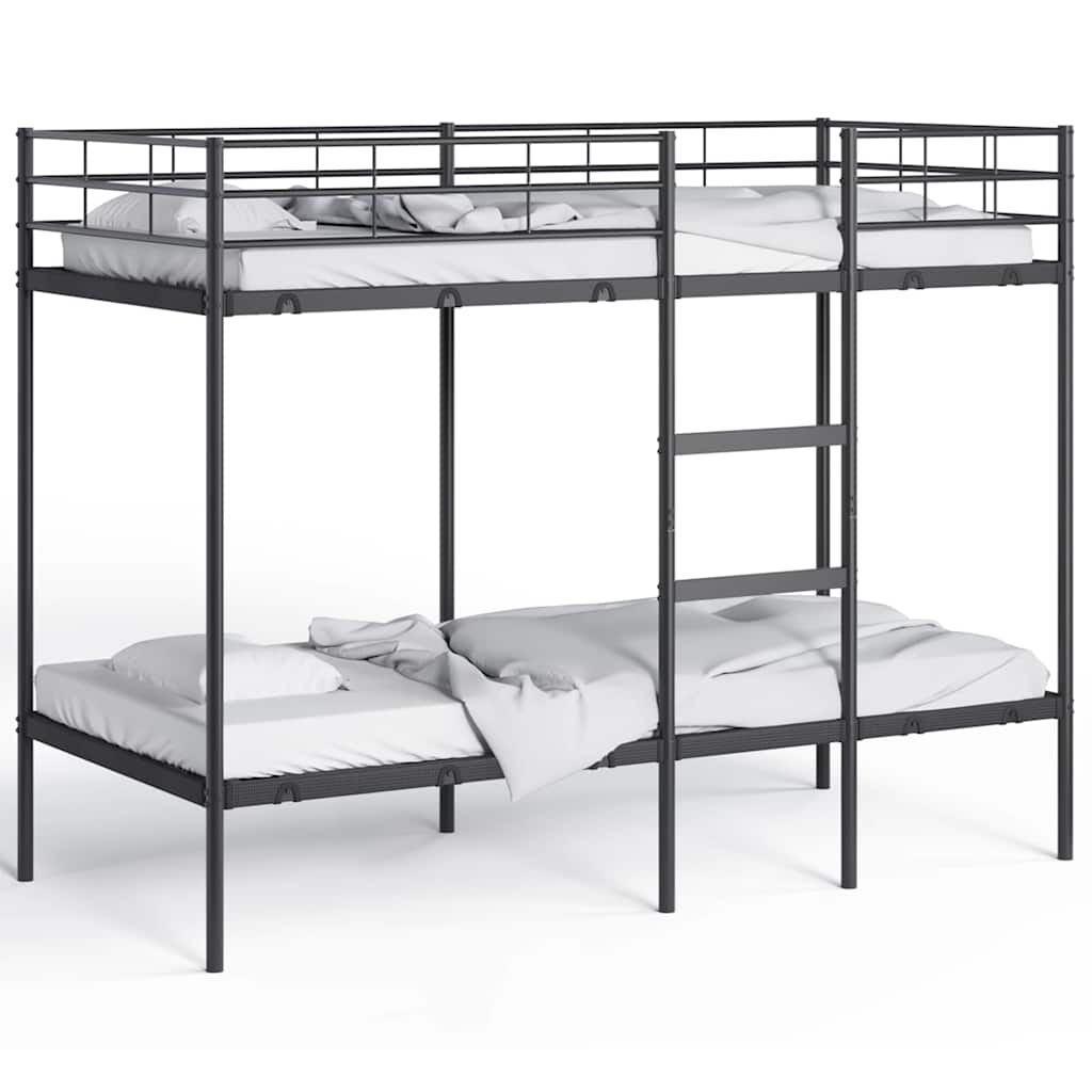 Letto a Castello senza Materasso Nero 90x200 cm in Acciaio